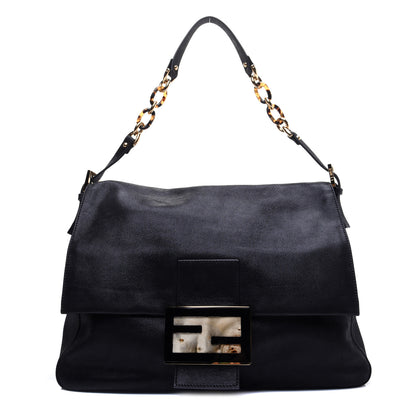 Fendi Vitello Savana Big Mama Baguette Black Tartaruga Natural 1 of 13