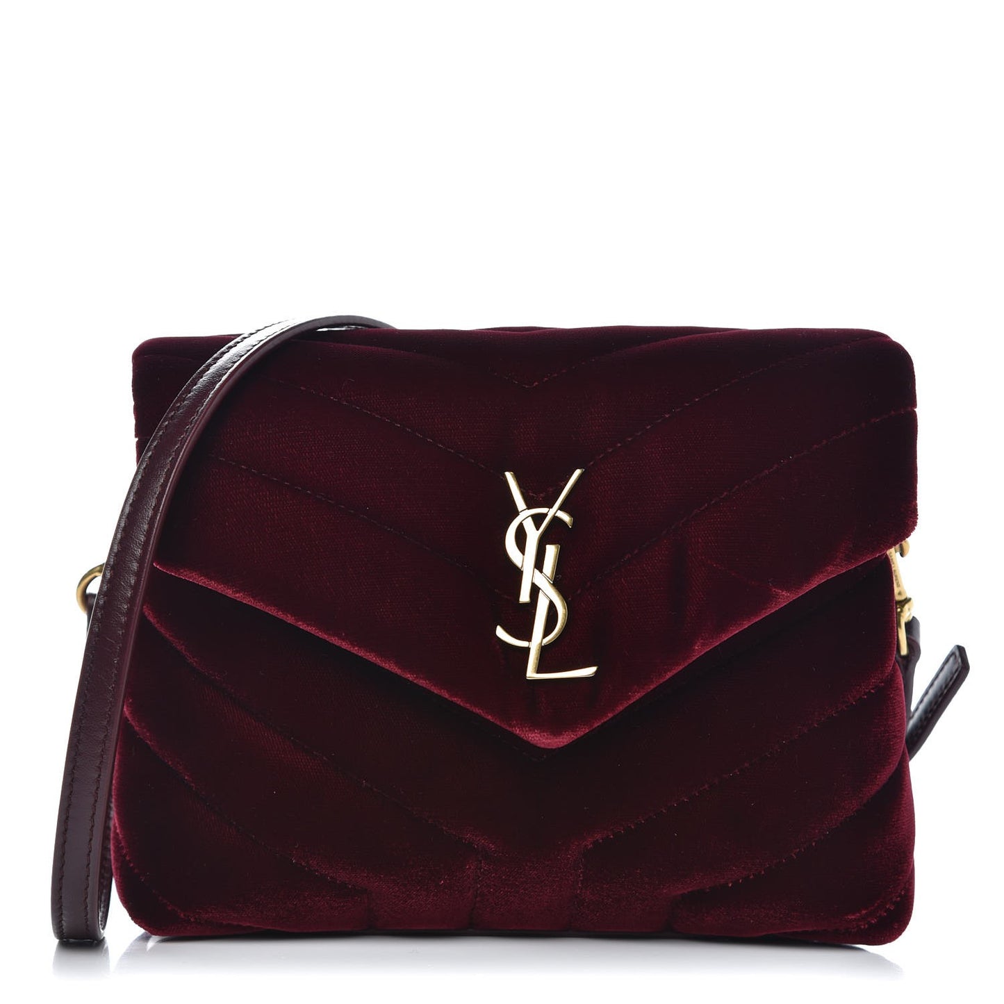 Velvet Y Quilted Monogram Toy Loulou Crossbody Bag French Burgundy
