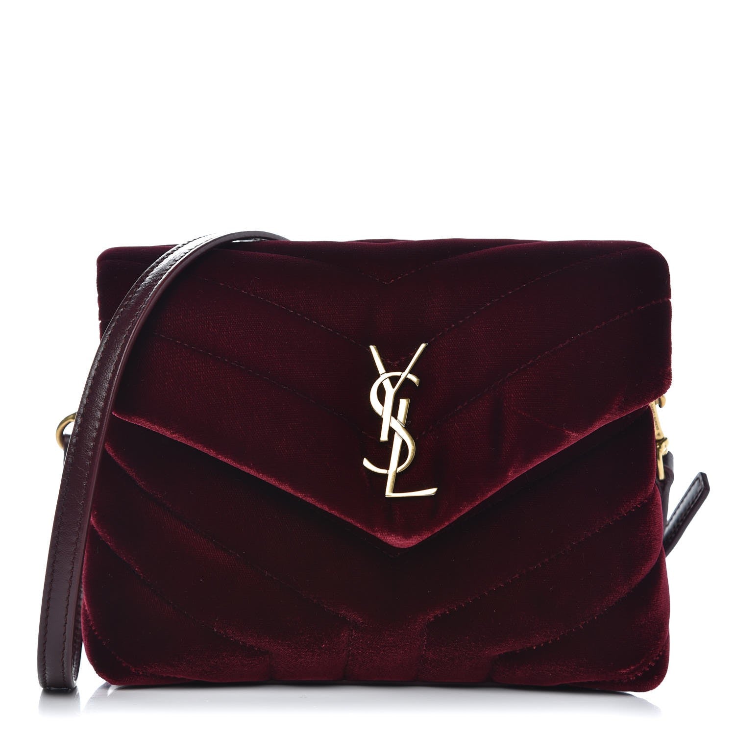 Saint Laurent Velvet Y Quilted Monogram Toy Loulou Crossbody Bag French Burgundy 1 of 8