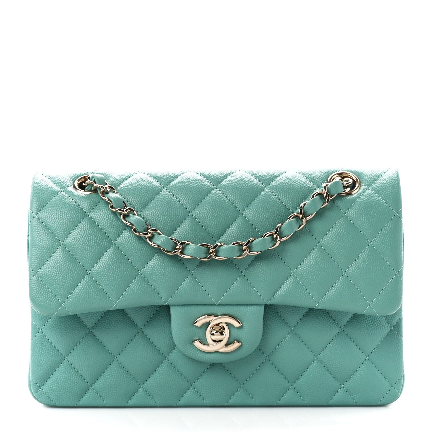 Chanel Caviar Quilted Small Double Flap Light Green 1 of 12