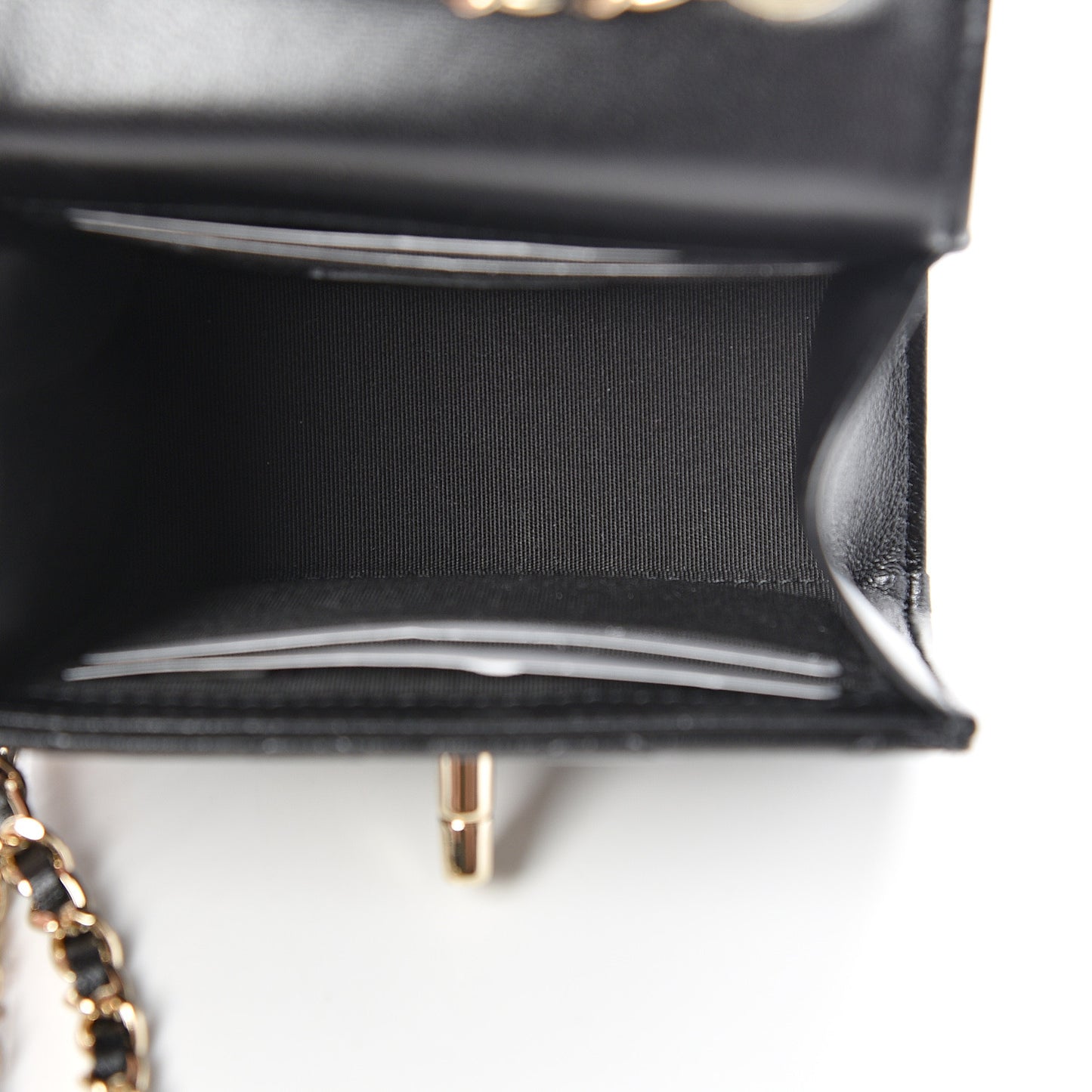 Lambskin Quilted Mini Trendy CC Chain Wallet Black