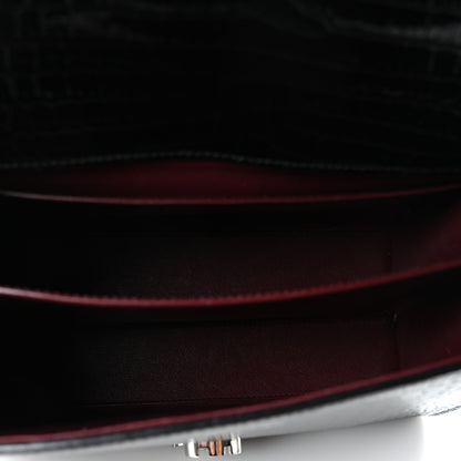 Saint Laurent Calfskin Crocodile Embossed Medium Classic Monogram Cassandra Top Handle Black Rouge Legion 5 of 10