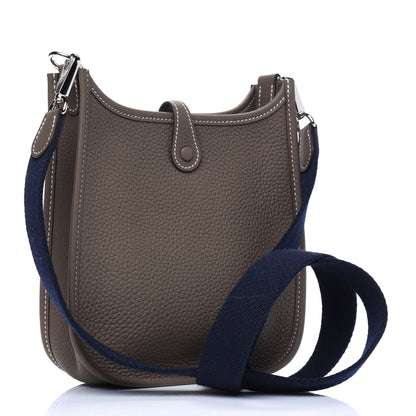 Hermes Taurillon Clemence Amazone Evelyne TPM Etoupe Bleu Indigo 3 of 11
