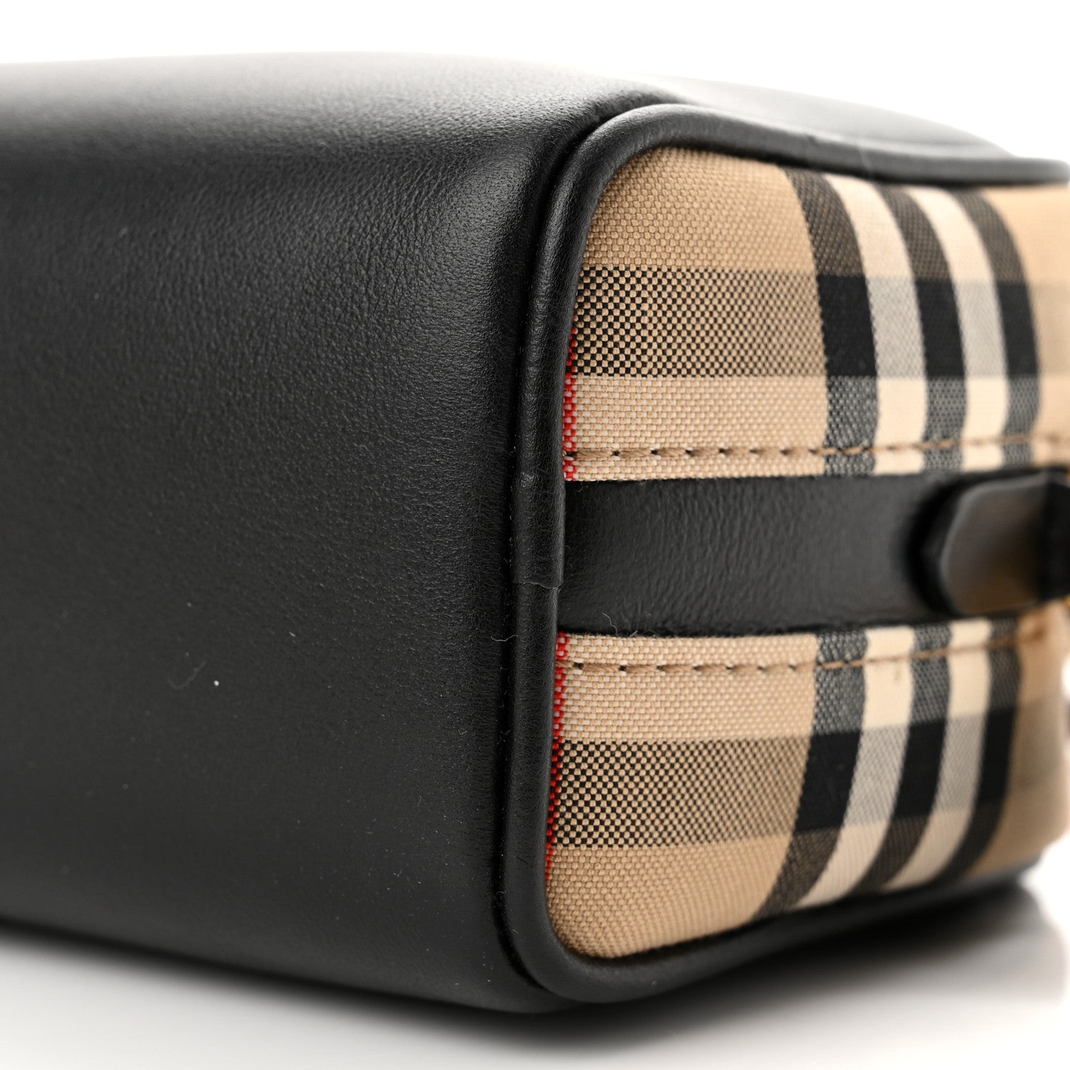Burberry Calfskin Vintage Check Half Cube Crossbody Bag Black 10 of 10