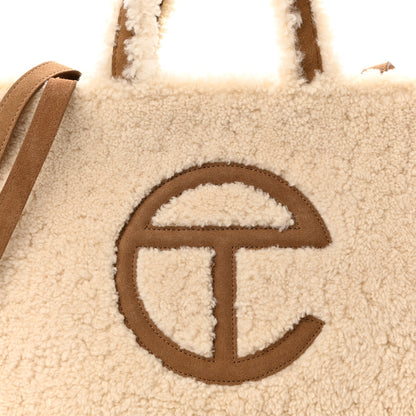 Telfar X UGG Suede Shearling Medium Shopping Bag Natural 8 of 10