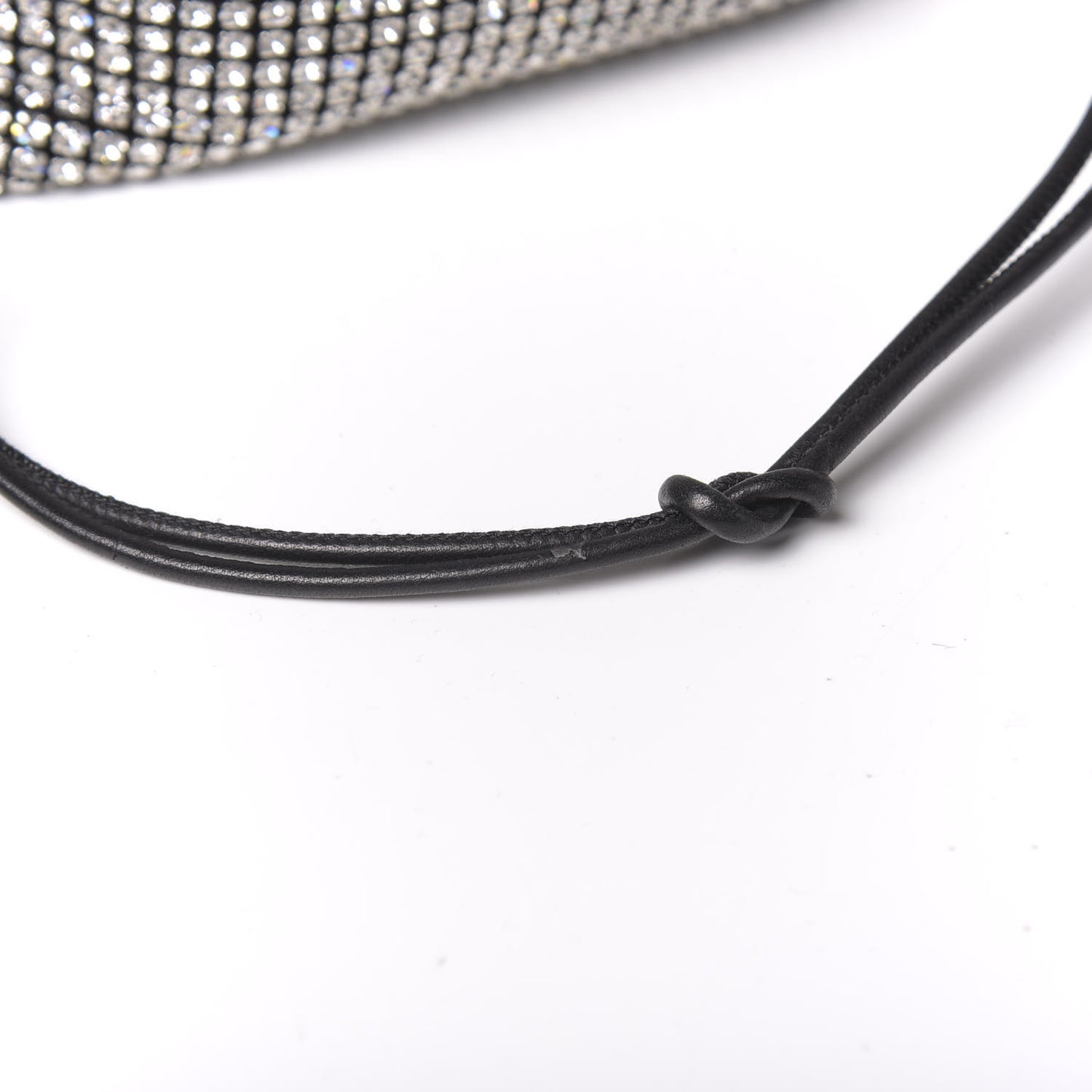 Lambskin Crystal Rhinestone Ryan Mini Drawstring Bag Black