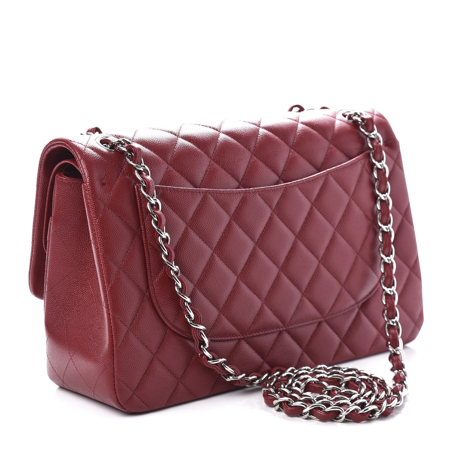 Chanel Caviar Quilted Jumbo Double Flap Red 3 of 10