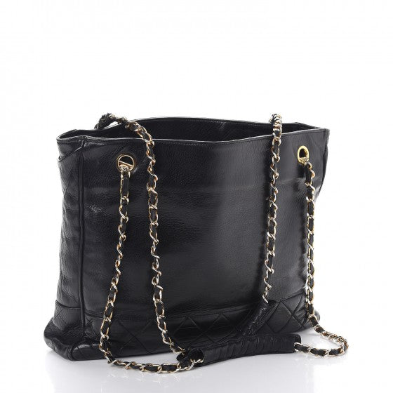 Lambskin Shopping Tote Black