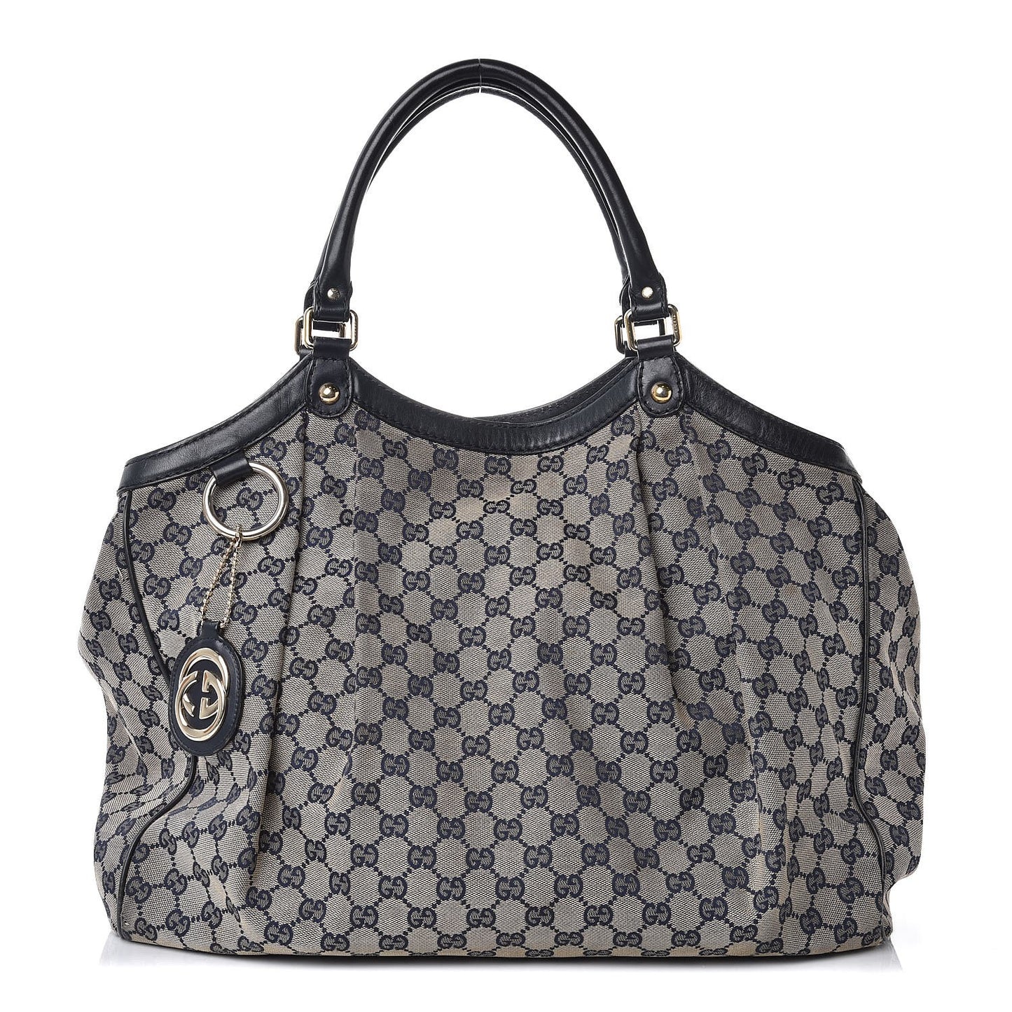 Monogram Calfskin Large Sukey Tote Beige Blue