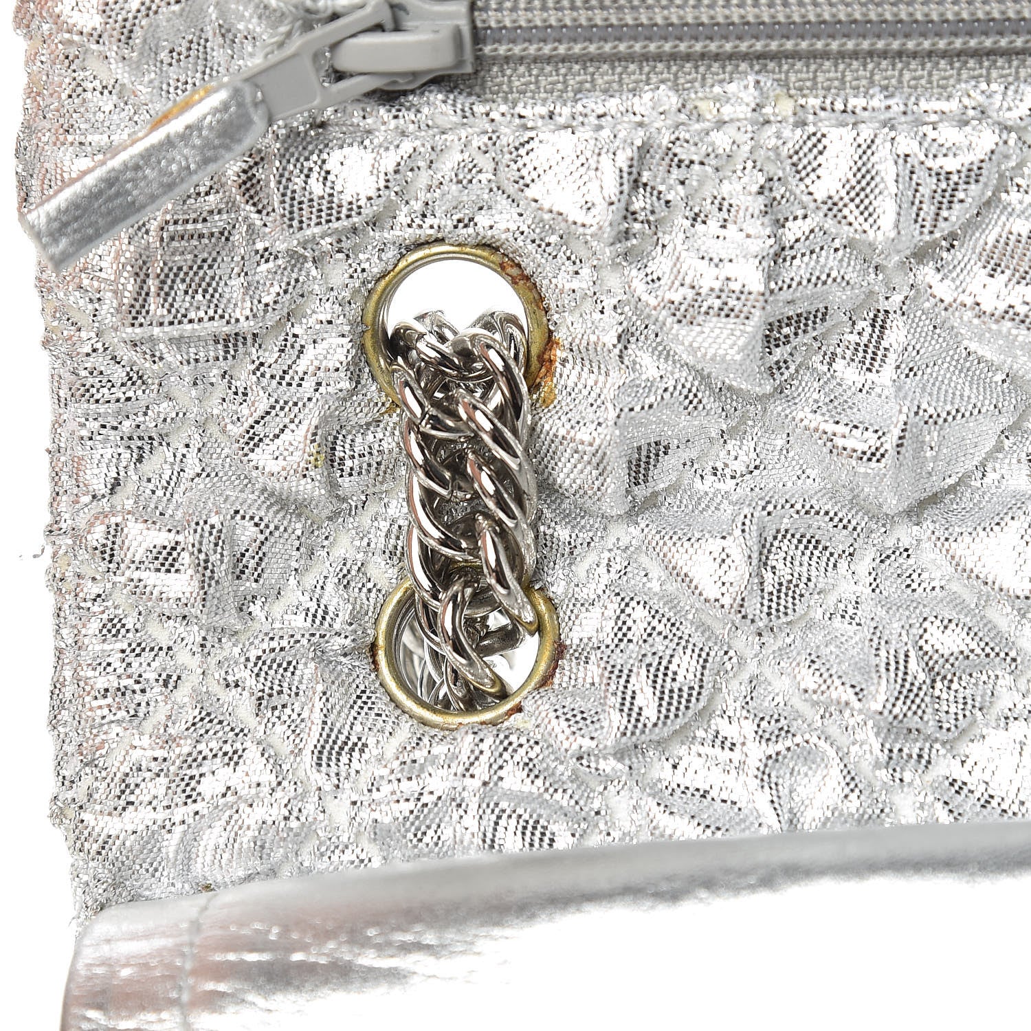 Chanel Metallic Lame Quilted Small Double Flap Silver 15 of 15