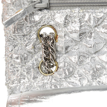 Chanel Metallic Lame Quilted Small Double Flap Silver 15 of 15