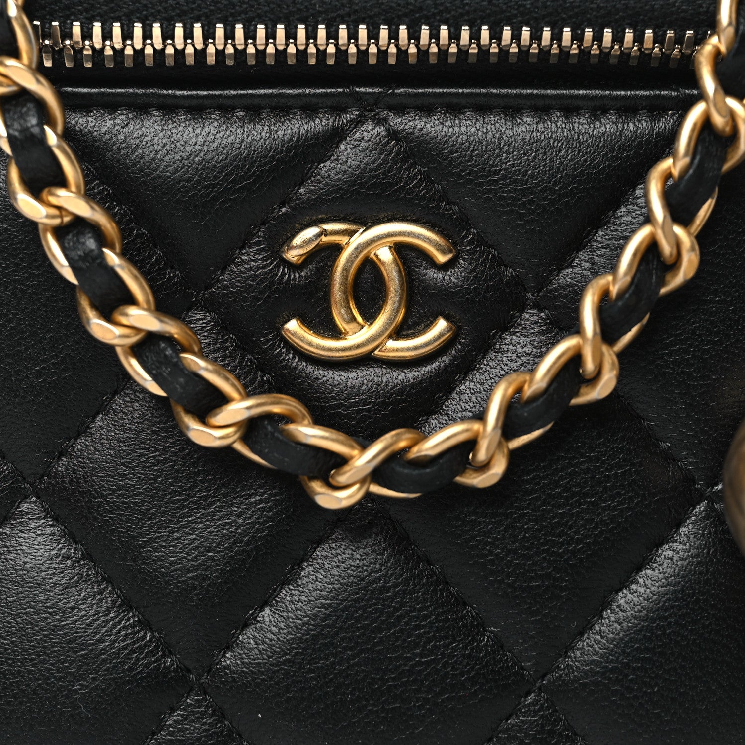 Chanel Lambskin Quilted Mini Pearl Crush Vanity Case With Chain Black 8 of 11