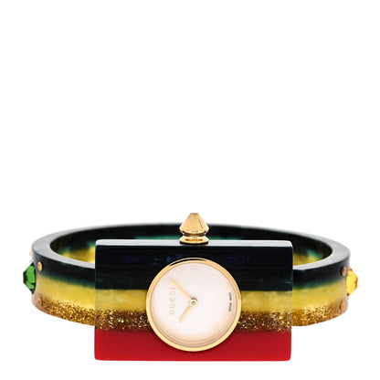 Gucci Stainless Steel Plexiglass Mother of Pearl 24mm Rainbow Quartz Watch 2 of 4