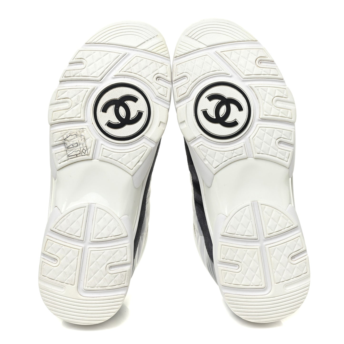 Nylon Lambskin Suede Calfskin CC Sneakers 38.5 White Grey