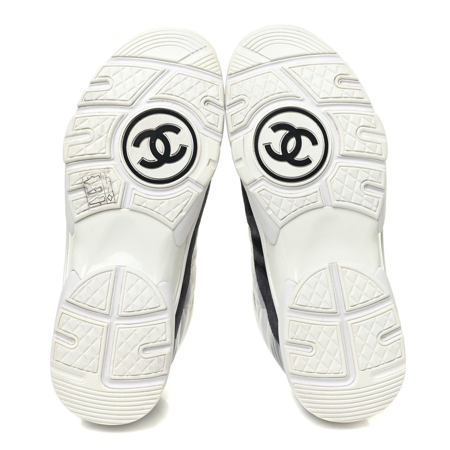 Chanel Nylon Lambskin Suede Calfskin CC Sneakers 38.5 White Grey 5 of 8