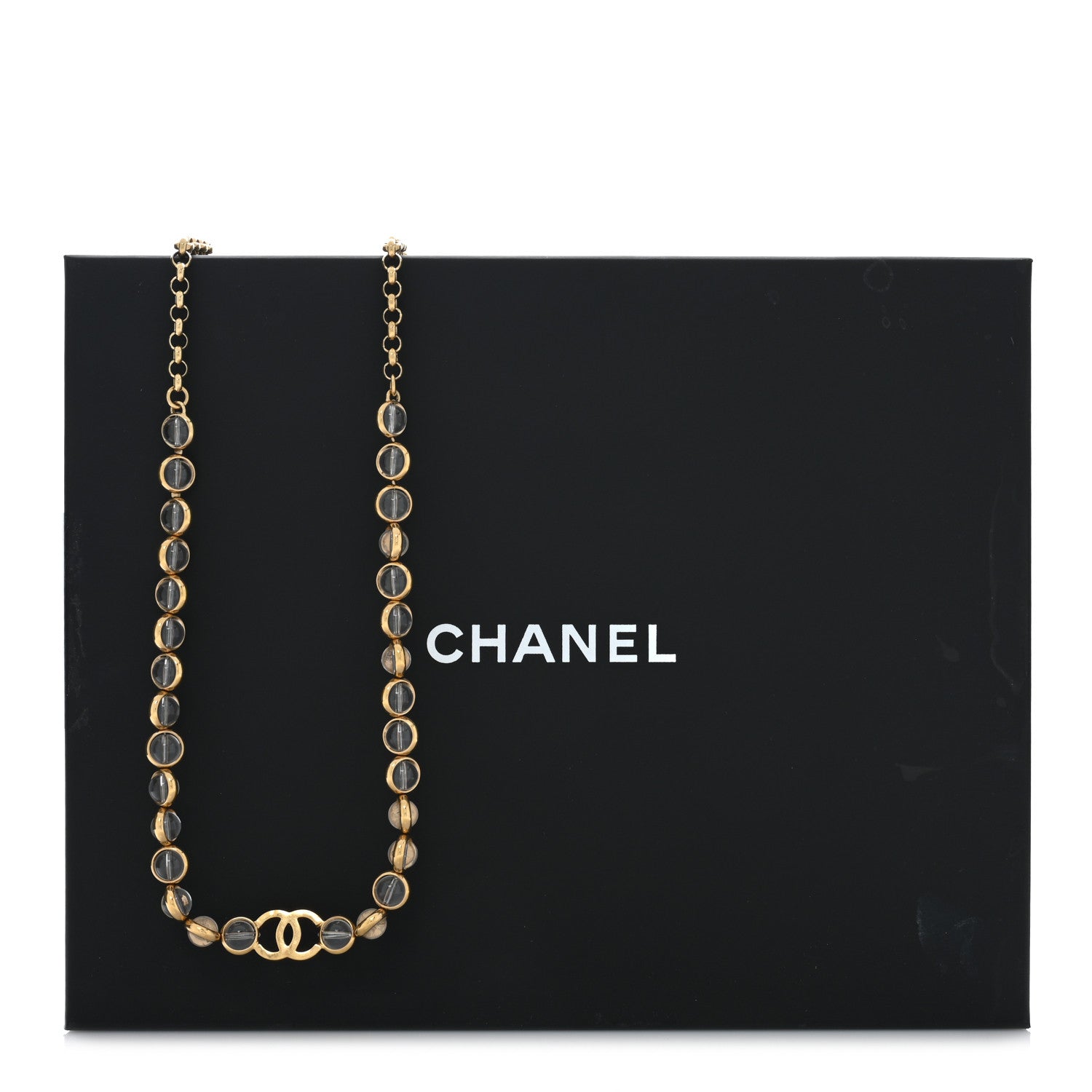 Chanel Metal Crystal CC Long Necklace Gold 5 of 5