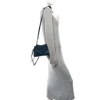 Balenciaga Grained Calfskin Neo Classic Silver Hardware Mini City Petrol Blue 2 of 10