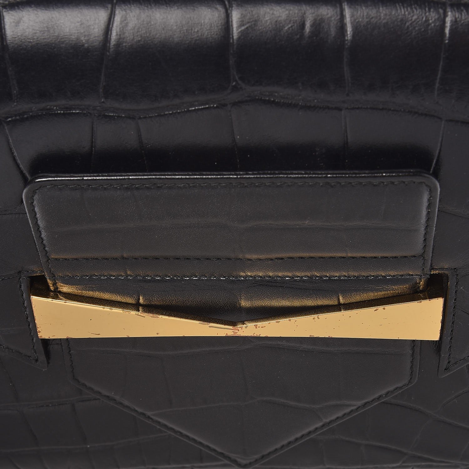Alexander McQueen Calfskin Crocodile Embossed Large Envelope Clutch Black 8 of 8