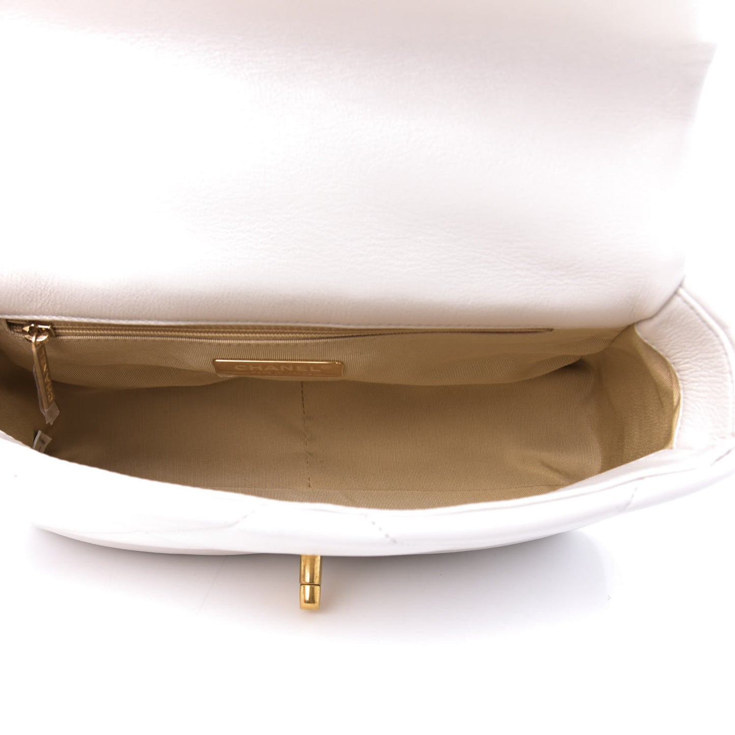 Goatskin Quilted Medium 19 Flap White