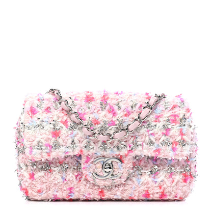 Chanel Tweed Quilted Mini Rectangular Flap Light Pink Silver Blue 1 of 5