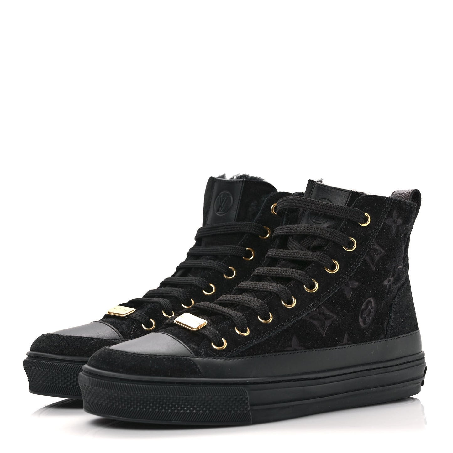 Suede Monogram Stellar Sneaker Boots 35 Black