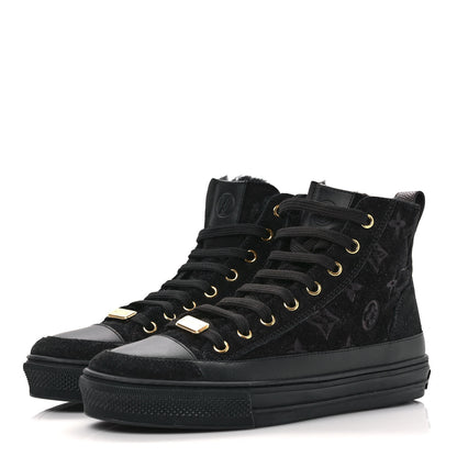 Louis Vuitton Suede Monogram Stellar Sneaker Boots 35 Black 3 of 9