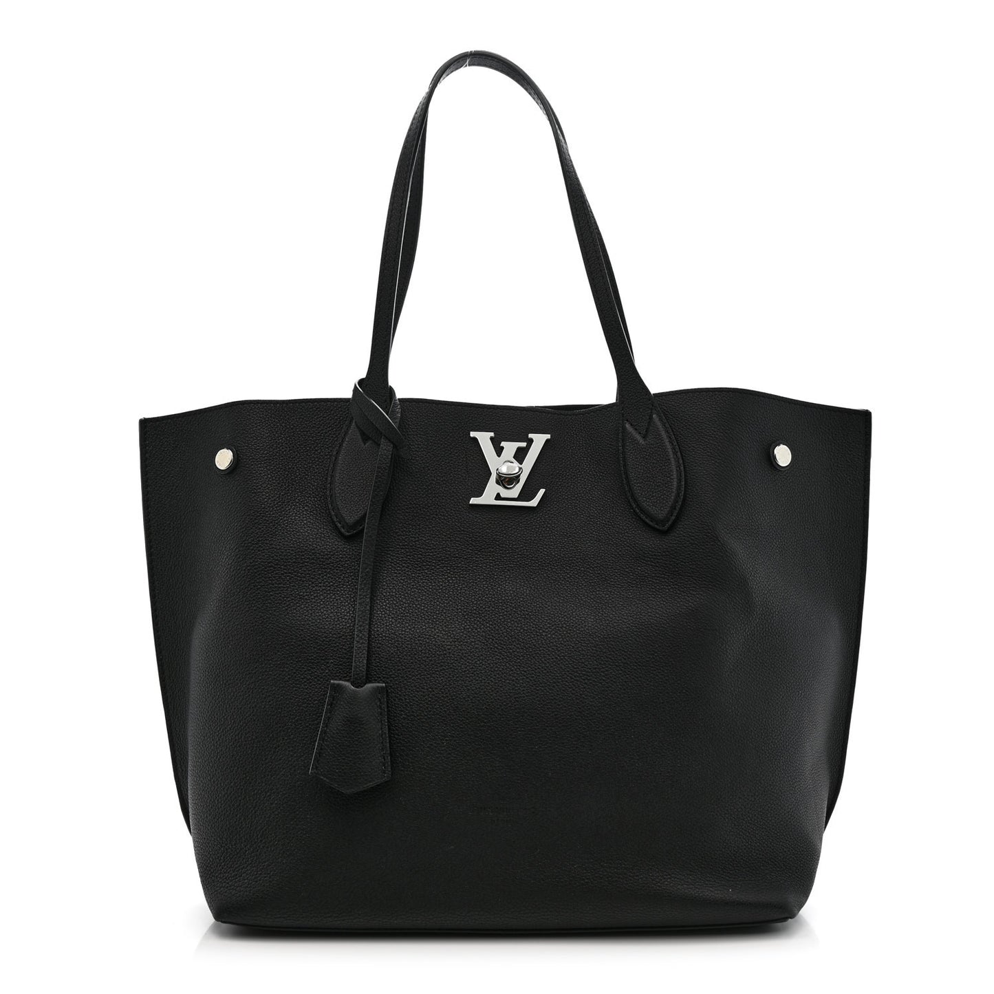 Calfskin Lockme Go Tote Black