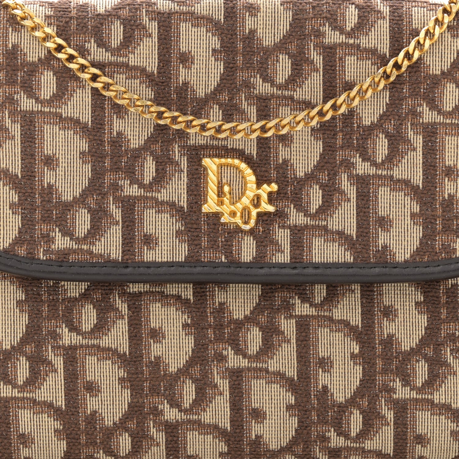 Christian Dior Monogram Oblique Chain Flap Brown 7 of 9