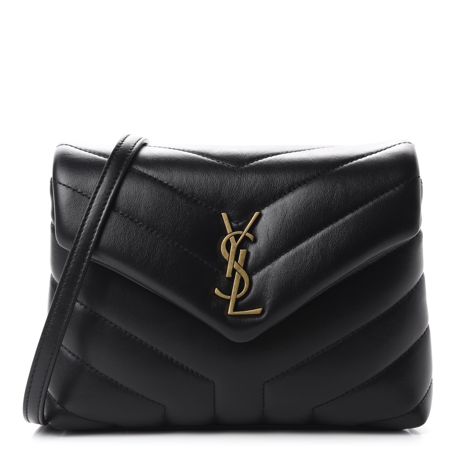 Saint Laurent Calfskin Y Quilted Monogram Toy Loulou Crossbody Bag Black 1 of 12