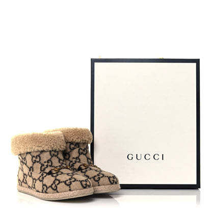 Gucci Covered Wool GG Monogram Womens Fria Horsebit Ankle Boots 39.5 Beige Ebony Butterscotch 11 of 11