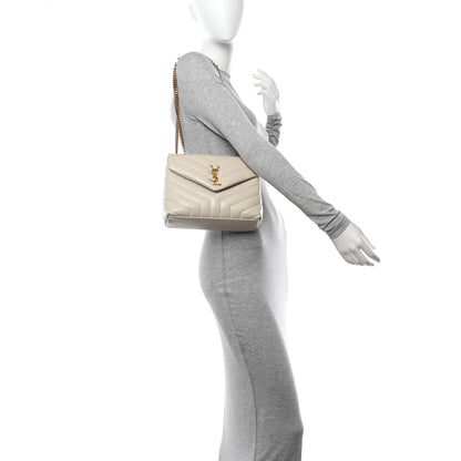 Saint Laurent Calfskin Y Quilted Monogram Small Loulou Chain Satchel Crema Soft 2 of 11