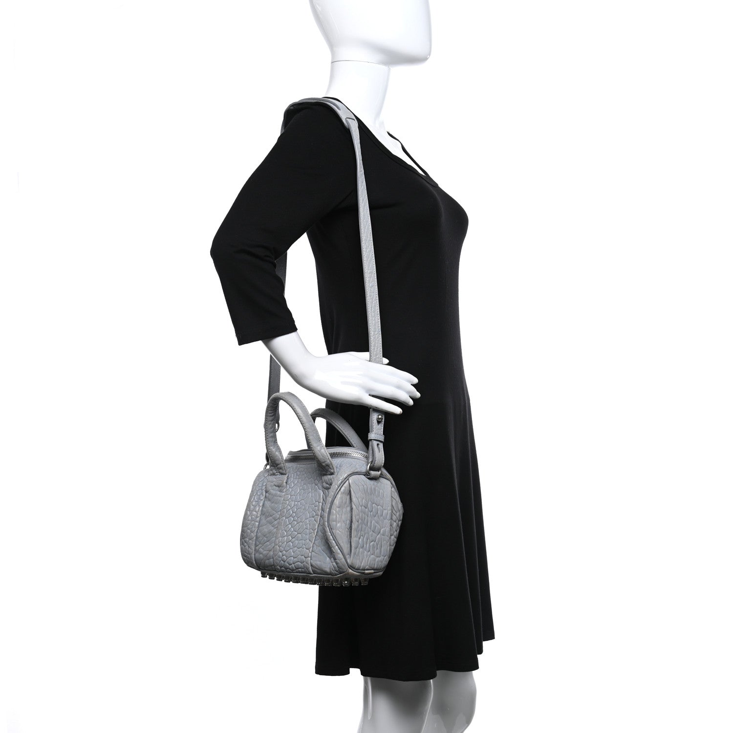 Alexander Wang Pebbled Lambskin Mini Rockie Carbon Rodhium Hardware 2 of 17
