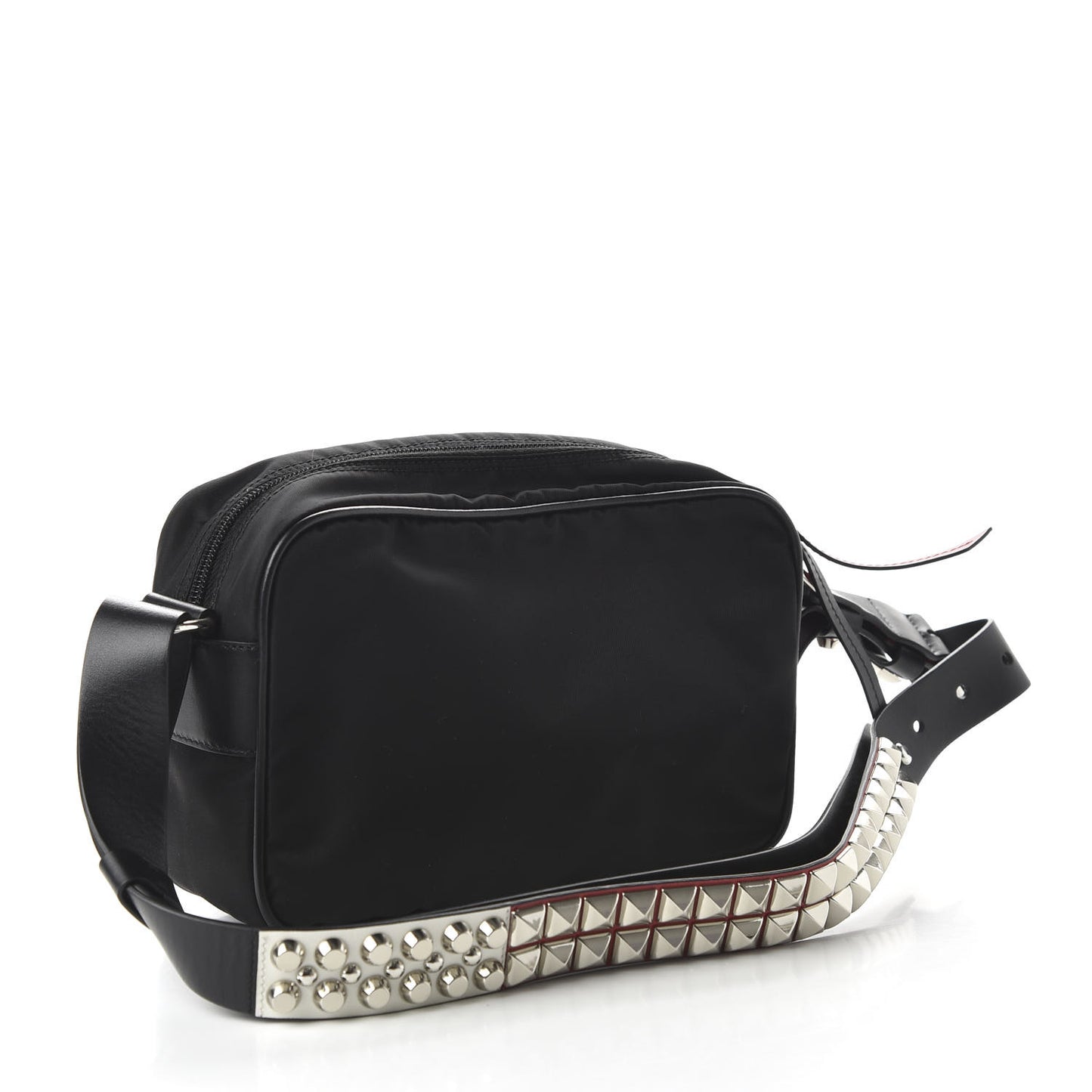 Tessuto Nylon Studded New Vela Shoulder Bag Black Fuoco