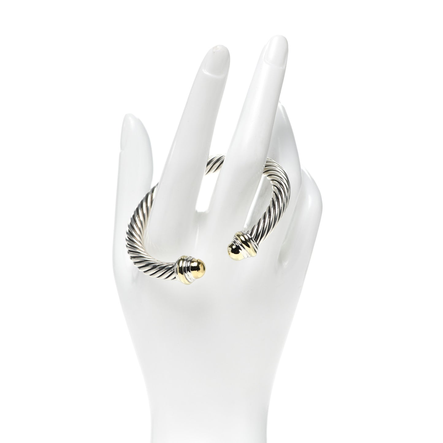 Sterling Silver 14K Yellow Gold 7mm Cable Classics Bracelet