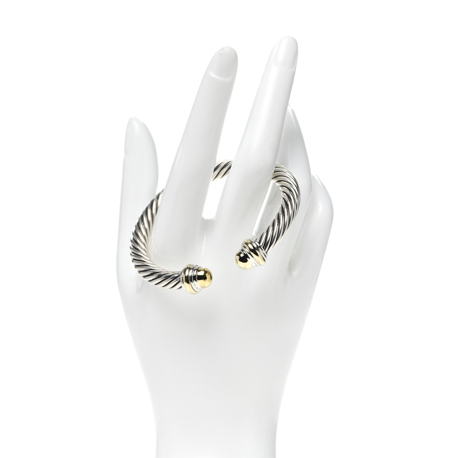 David Yurman Sterling Silver 14K Yellow Gold 7mm Cable Classics Bracelet 2 of 4