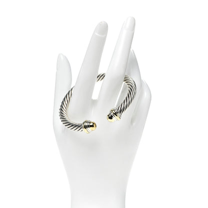 David Yurman Sterling Silver 14K Yellow Gold 7mm Cable Classics Bracelet 2 of 4