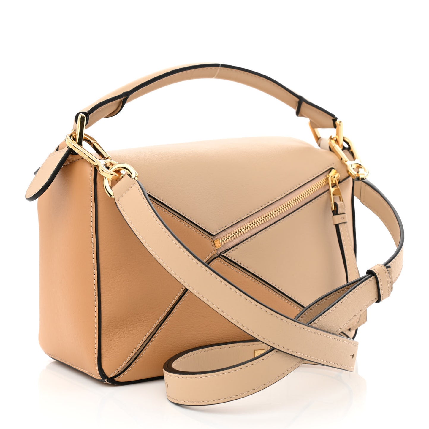 Calfskin Small Puzzle Bag Dusty Beige Soft White