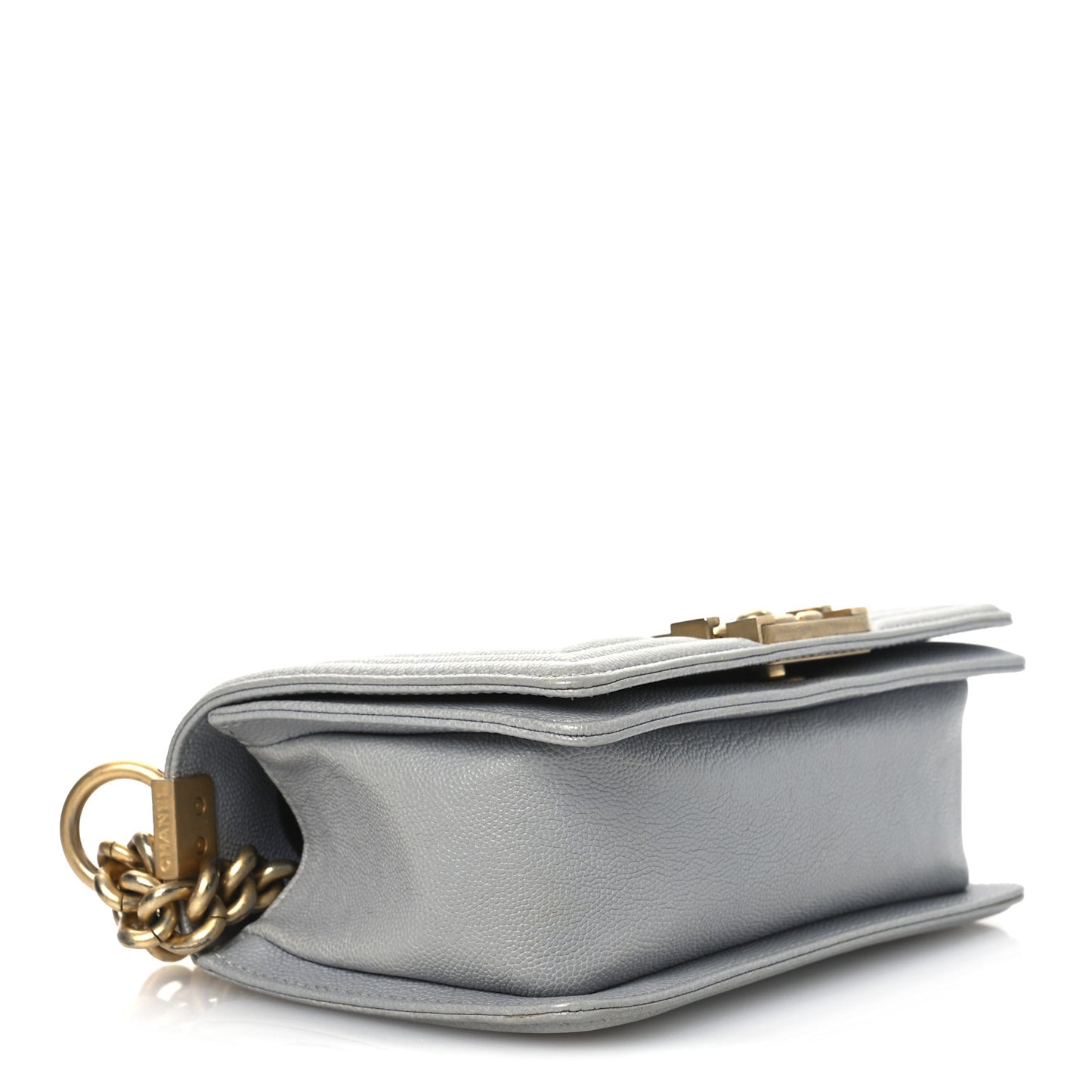 Caviar Quilted Small Boy Flap Light Grey
