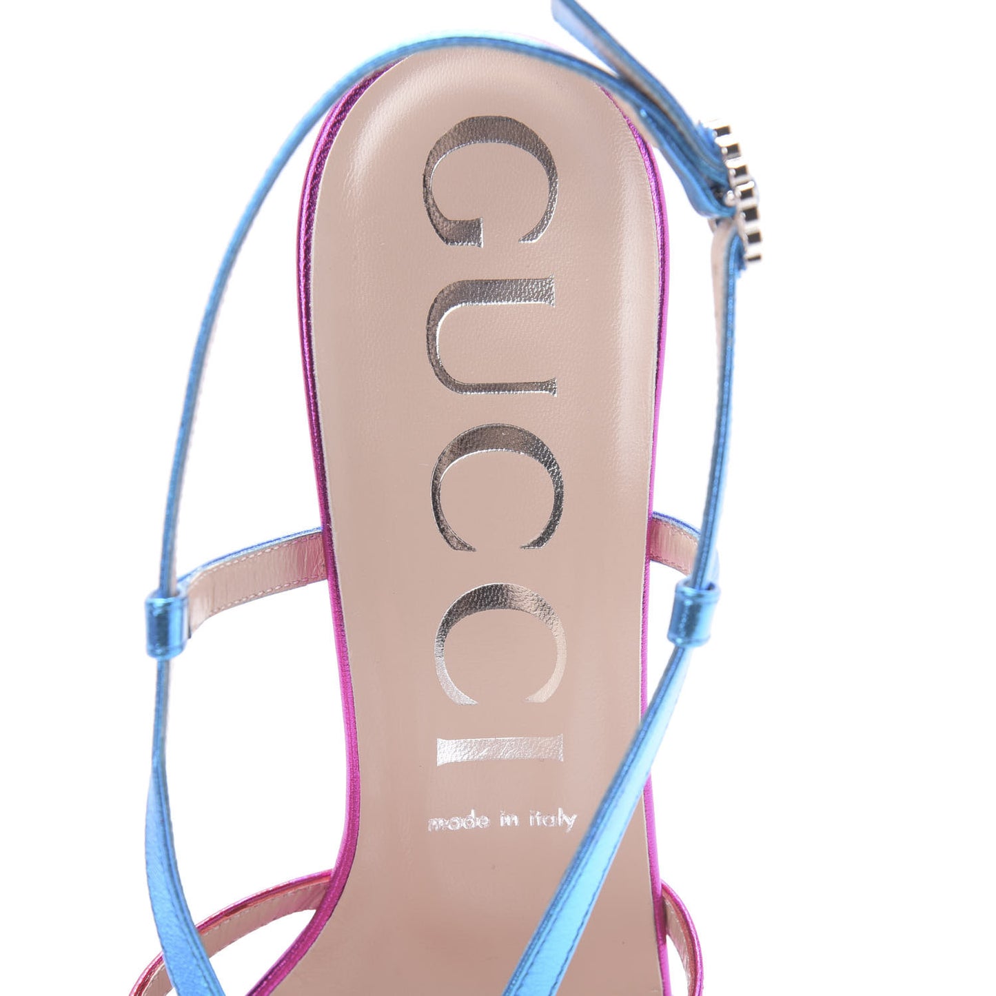 Metallic Nappa Crystal Zephyra Slingback Platform High Heel Sandals 40.5 Fuchsia Dark Turquoise