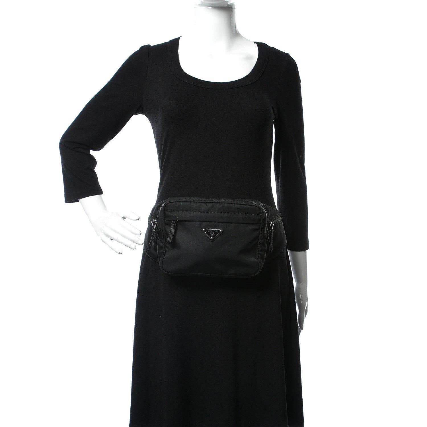 Prada Tessuto Nylon Belt Bag Black 2 of 10
