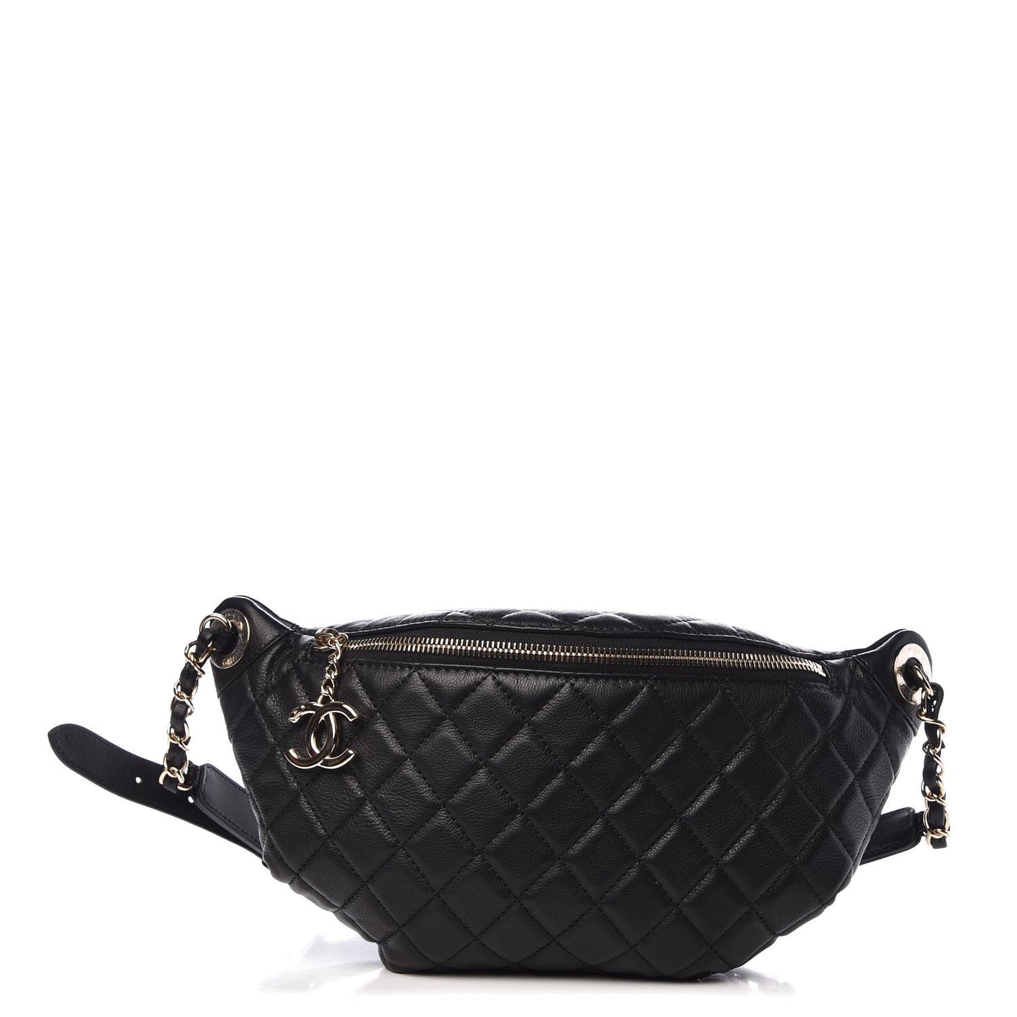 Calfskin Quilted Waist Bag Black