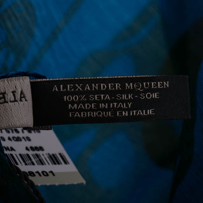 Alexander McQueen Silk Chiffon Skull Scarf Blue 6 of 6