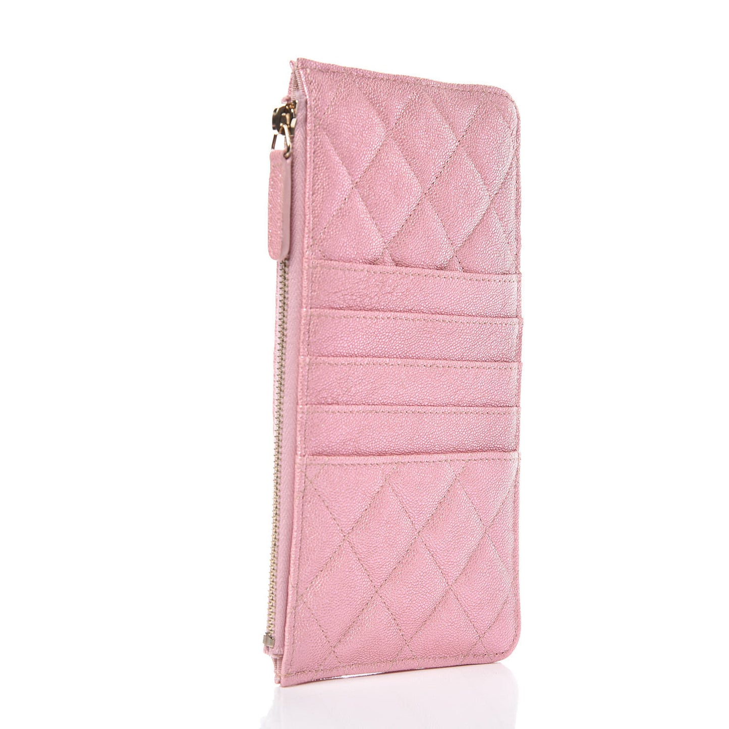 Iridescent Caviar Quilted Classic iPhone Pouch Rose Pink