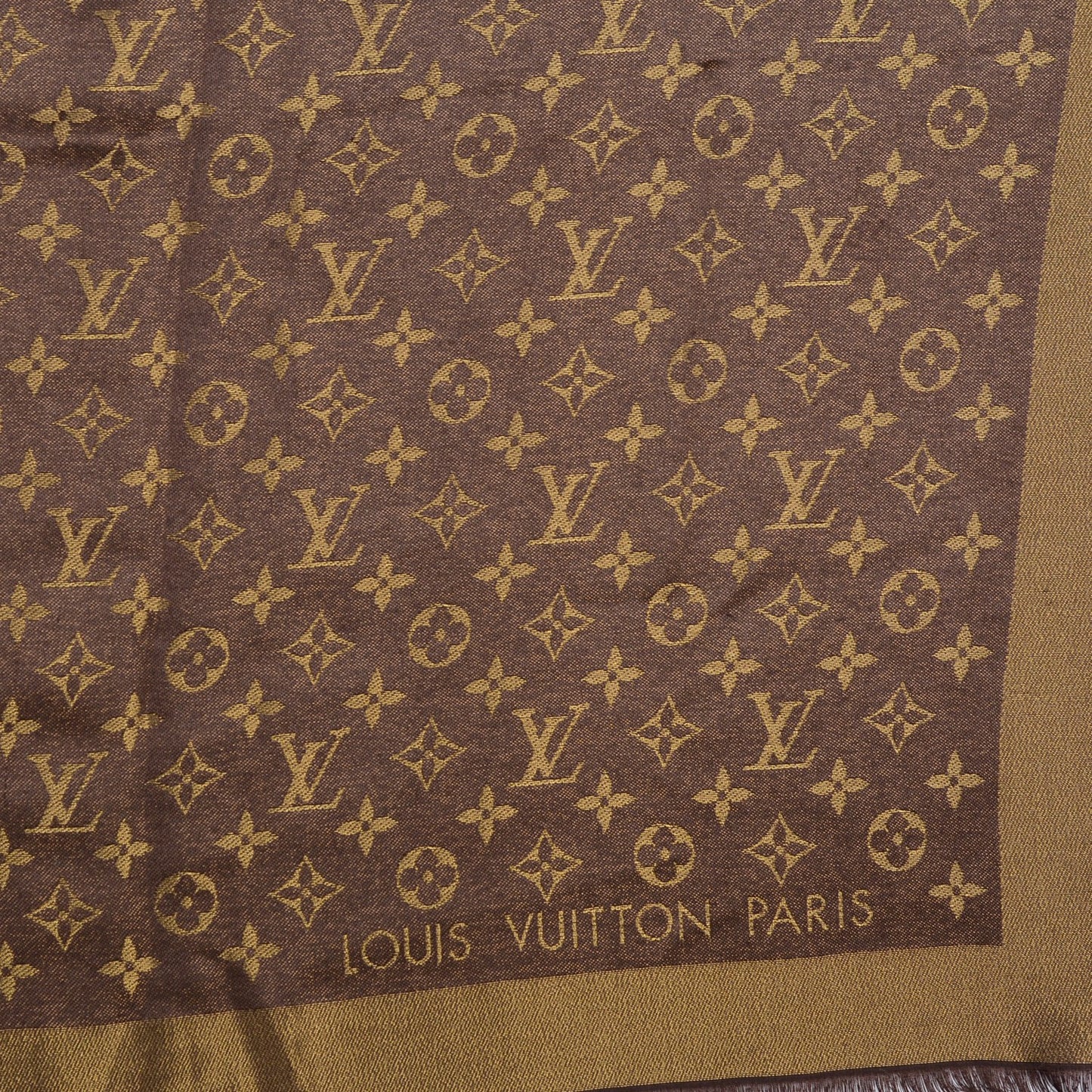 Silk Lurex Wool Monogram Shine Shawl Brown