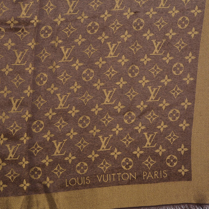 Louis Vuitton Silk Lurex Wool Monogram Shine Shawl Brown 4 of 5