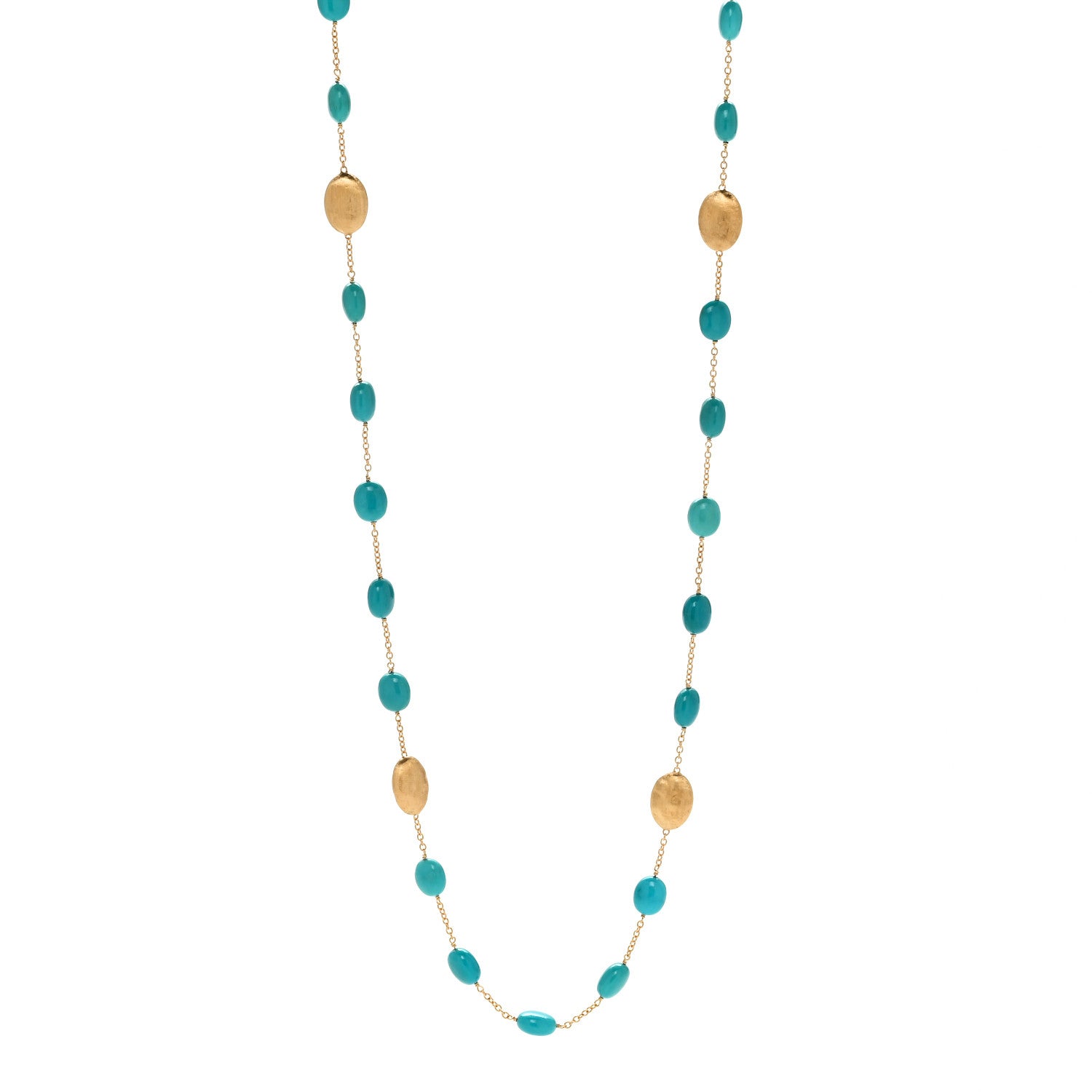 Marco Bicego 18K Yellow Gold Turquoise Siviglia Long Necklace 1 of 6