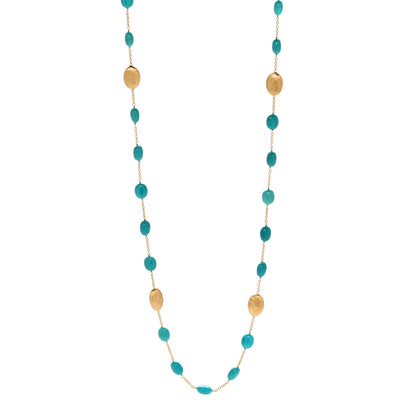 Marco Bicego 18K Yellow Gold Turquoise Siviglia Long Necklace 1 of 6