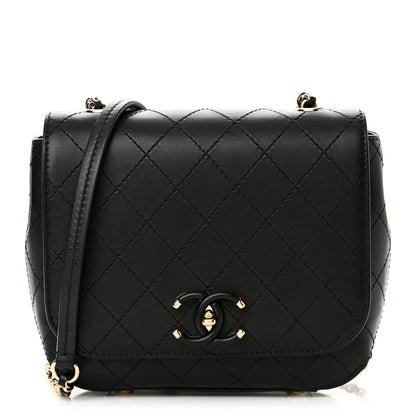 Chanel Calfskin Stitched Small Covered CC Flap Bag Black 1 of 10