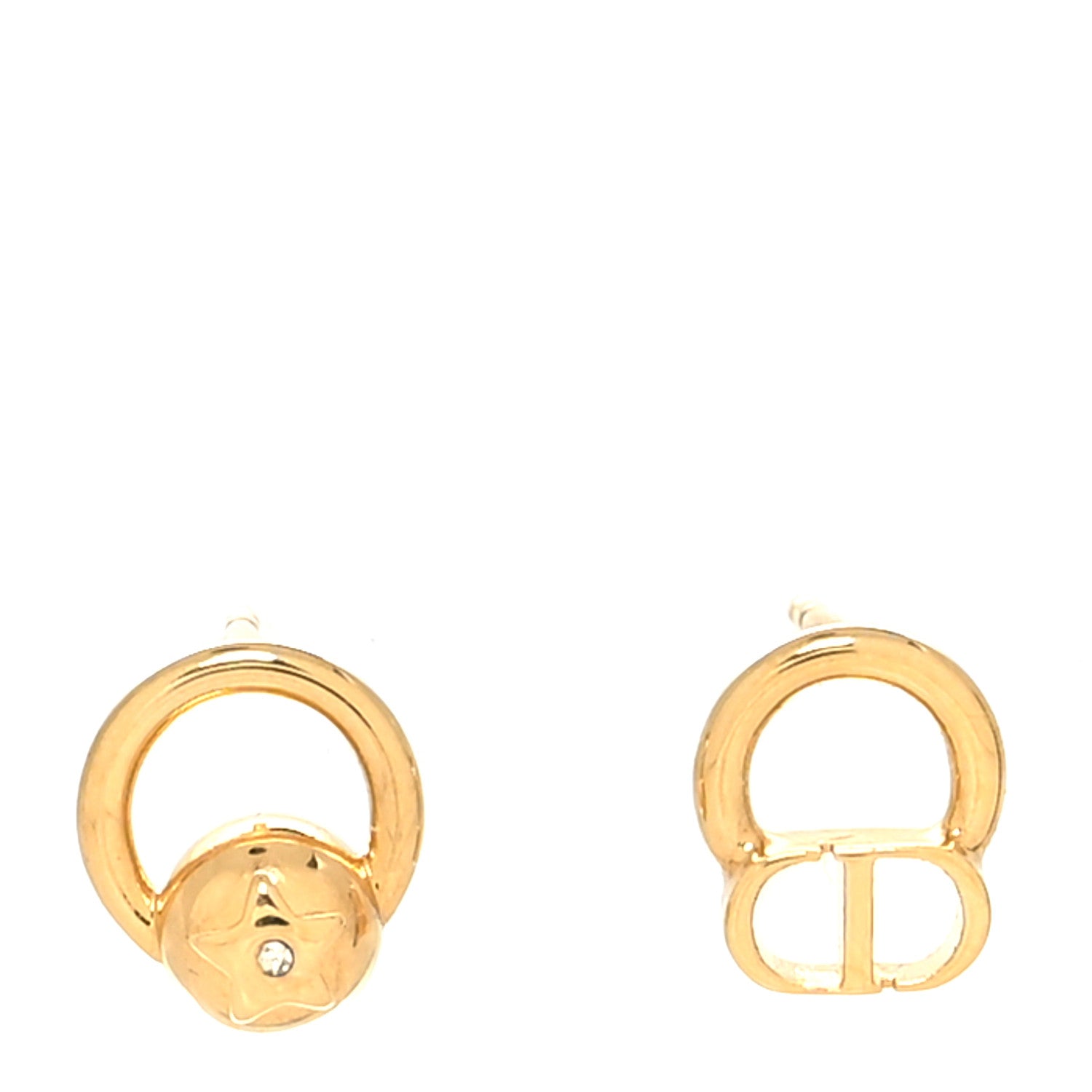 Christian Dior Metal CD Earrings Gold 1 of 4