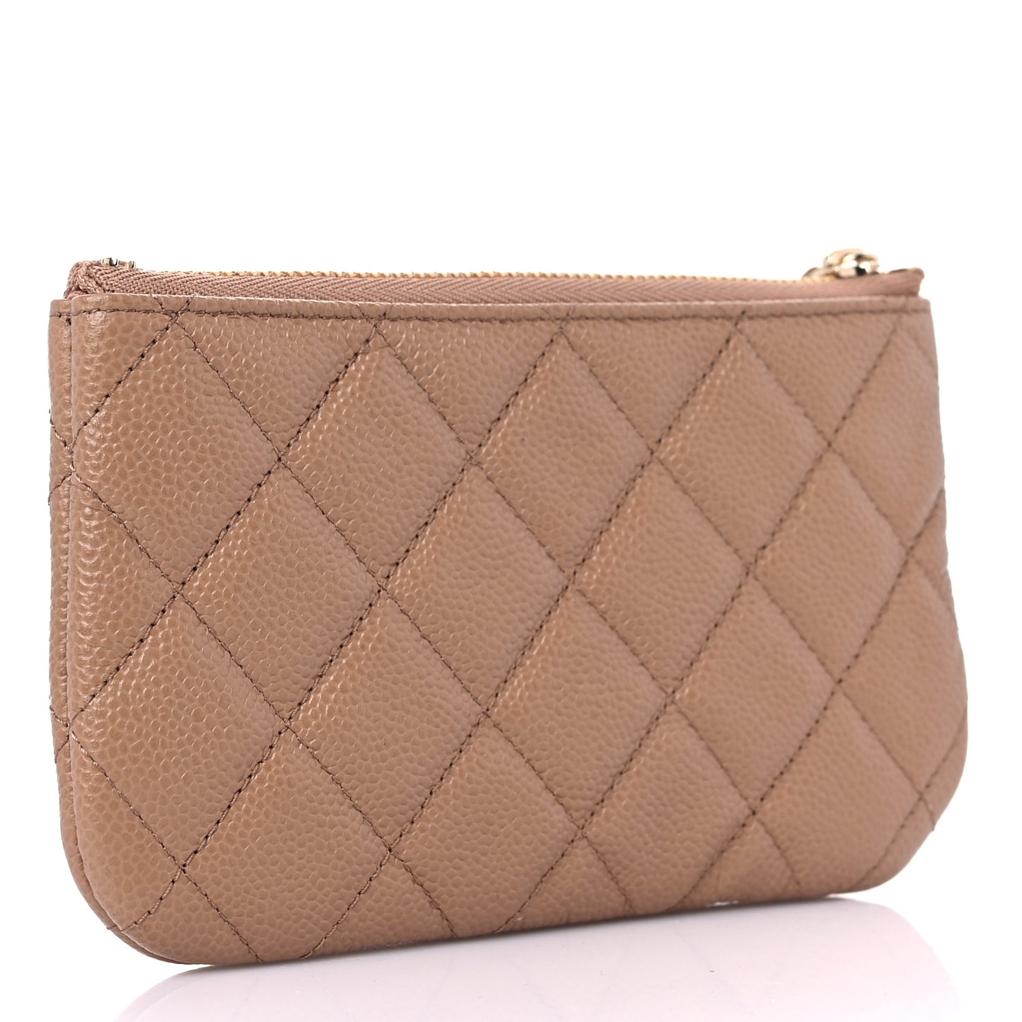 Caviar Quilted Small Multi Chain Cosmetic Case Beige